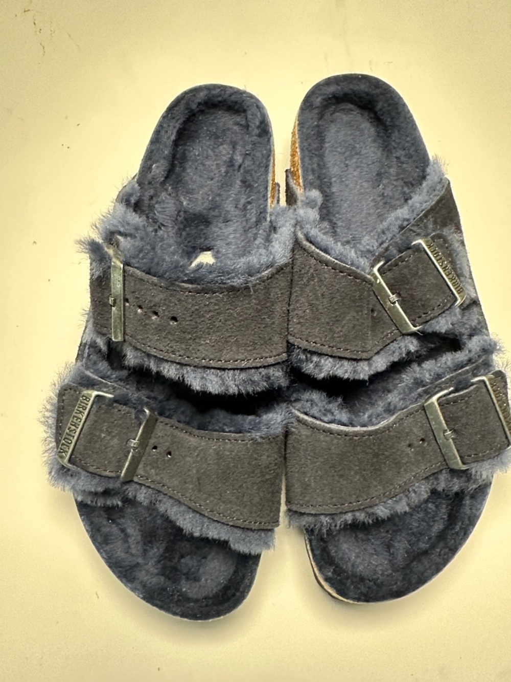 Birkenstock Arizona Faux-Fur Double Strap Slide Sandals